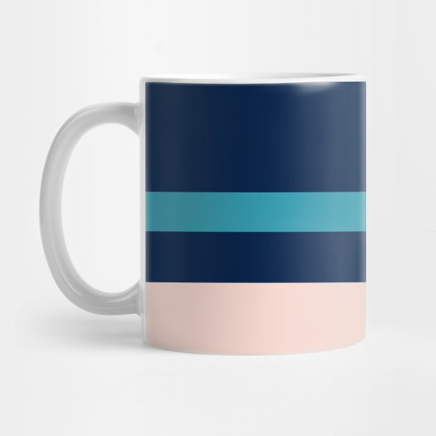 A shocking compound of Navy, Deep Sea Blue, Christmas Blue, Pale Cyan and Champagne Pink stripes. by Sociable Stripes